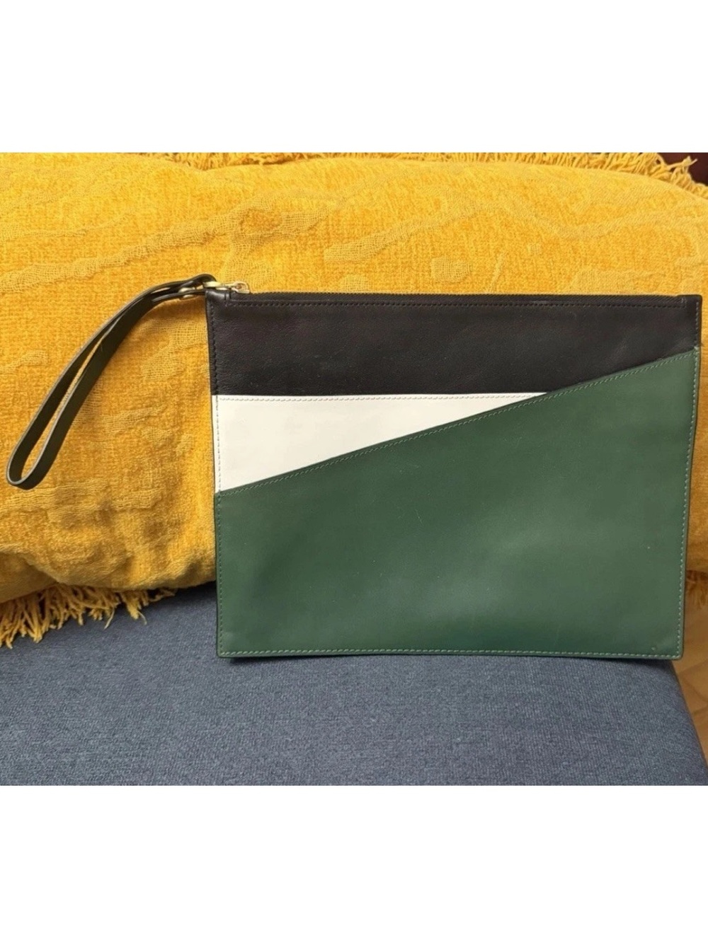 Kate Spade ‘Saturday’ Envelope Green, White, Black Color-block Clutch, Wristlet